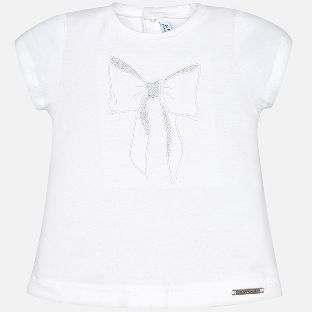Mayoral White Tee with Elegant Bow Design